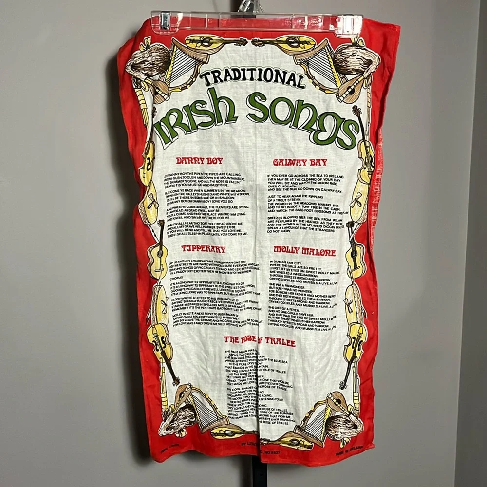 Traditional Irish Songs Linen Tea Towel Tapestry